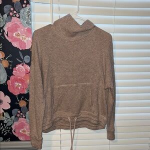 90 Degree By Reflex Taupe Cowl Neck Sweater